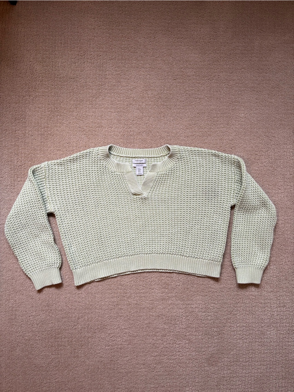 Haute Hippie Boxy Cropped Sweater  - Textured Pull-On V Neck